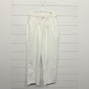 Women's Classic White Straight Leg Linen Cotton Blend Pants